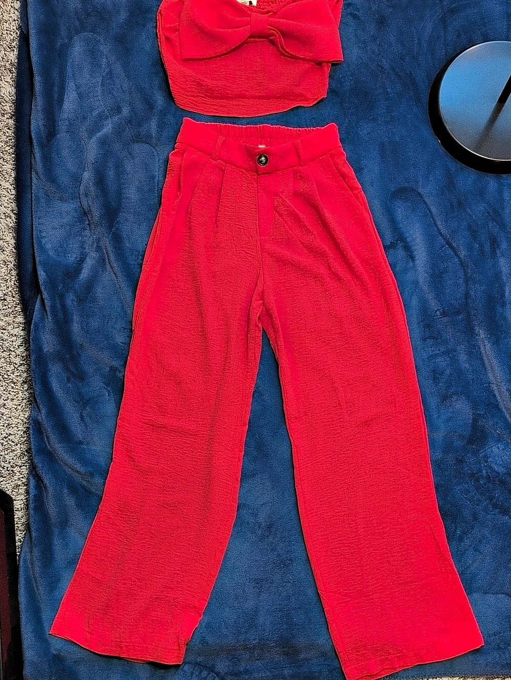 monteau los angeles Red Wide Leg Set Size Small - Picture 1 of 11
